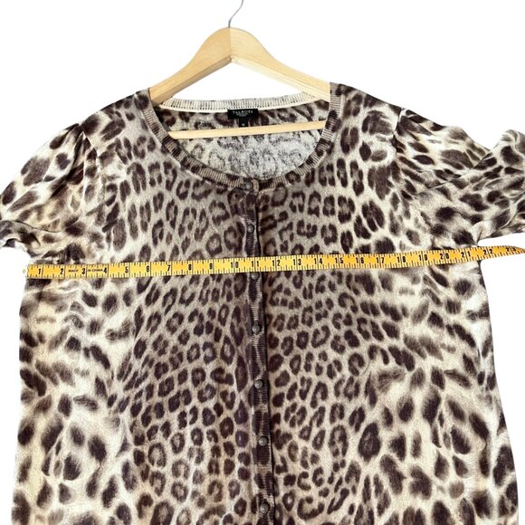 Talbots Leopard Print Sweater Womens Size 1X Brown Knit Elbow Puff Sleeve Office - Picture 9 of 11